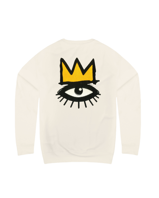 Luminous Luxe: Glow-In-The-Dark Crown Me Chenille Patch Crew Neck