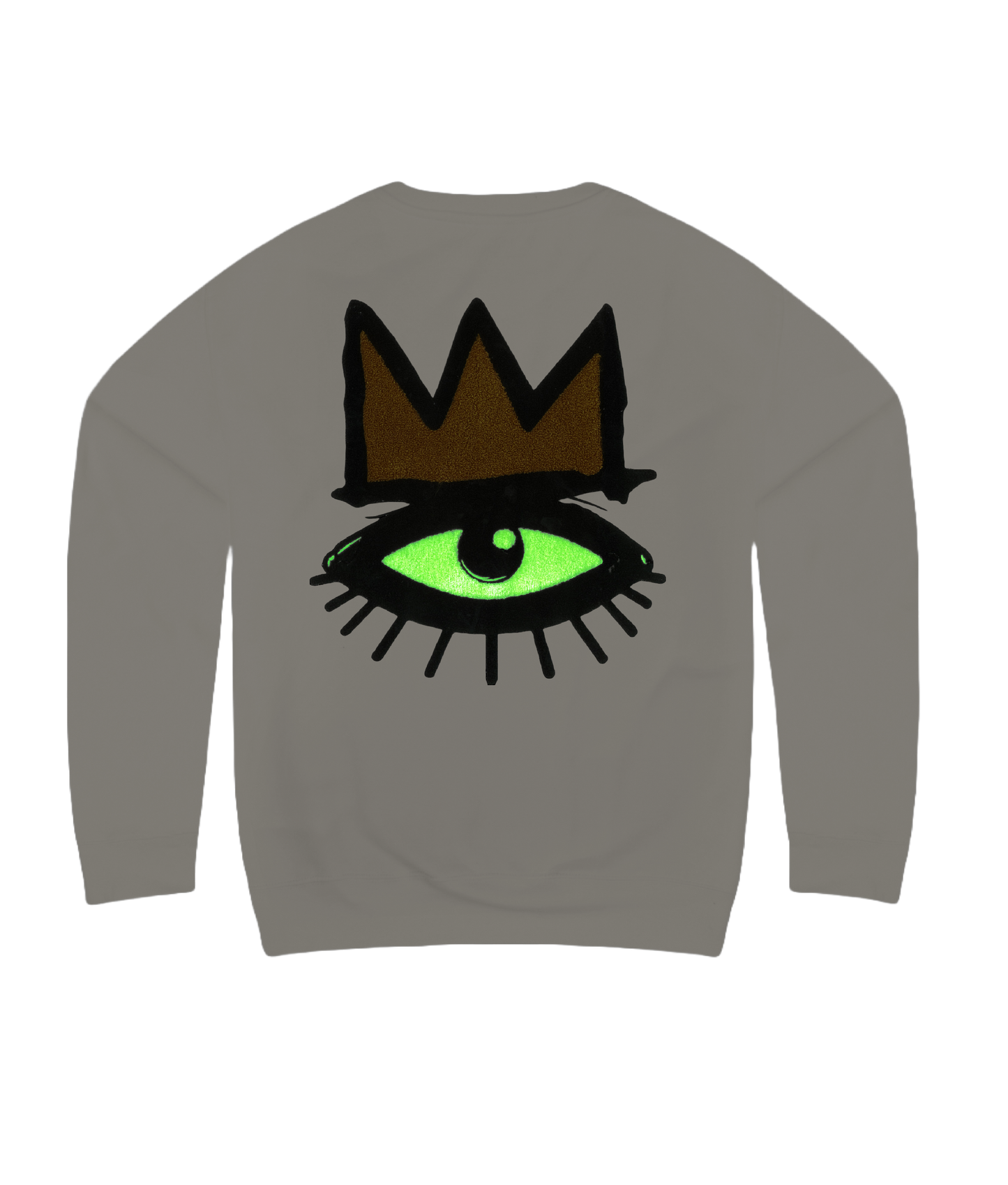 Luminous Luxe: Glow-In-The-Dark Crown Me Chenille Patch Crew Neck